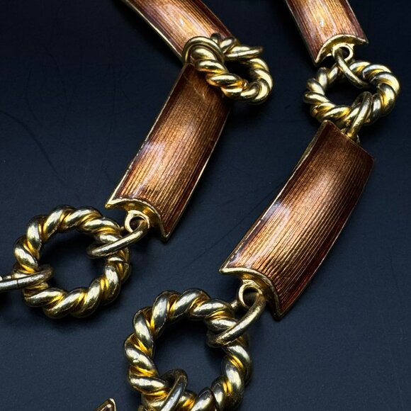 Vintage 1970\'s Gucci Chain Link Belt Bronze Enamel Goldtone Rare main image 5